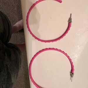 Kendra Scott Hot Pink Textured Hoop Earrings